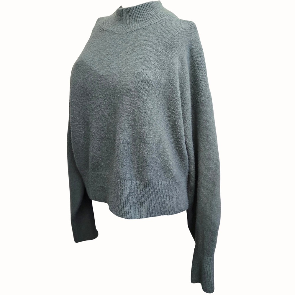 Los Angeles & Other Stories Knit Sweater Women's M Green Mock Neck Pullover Cozy